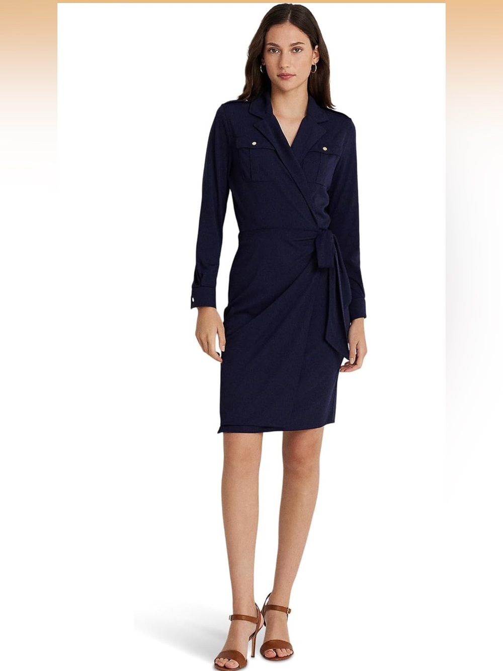 NWT Lauren Ralph Lauren Navy Refined Wrap Dress - 6, 8, 10, 12, 14, 16